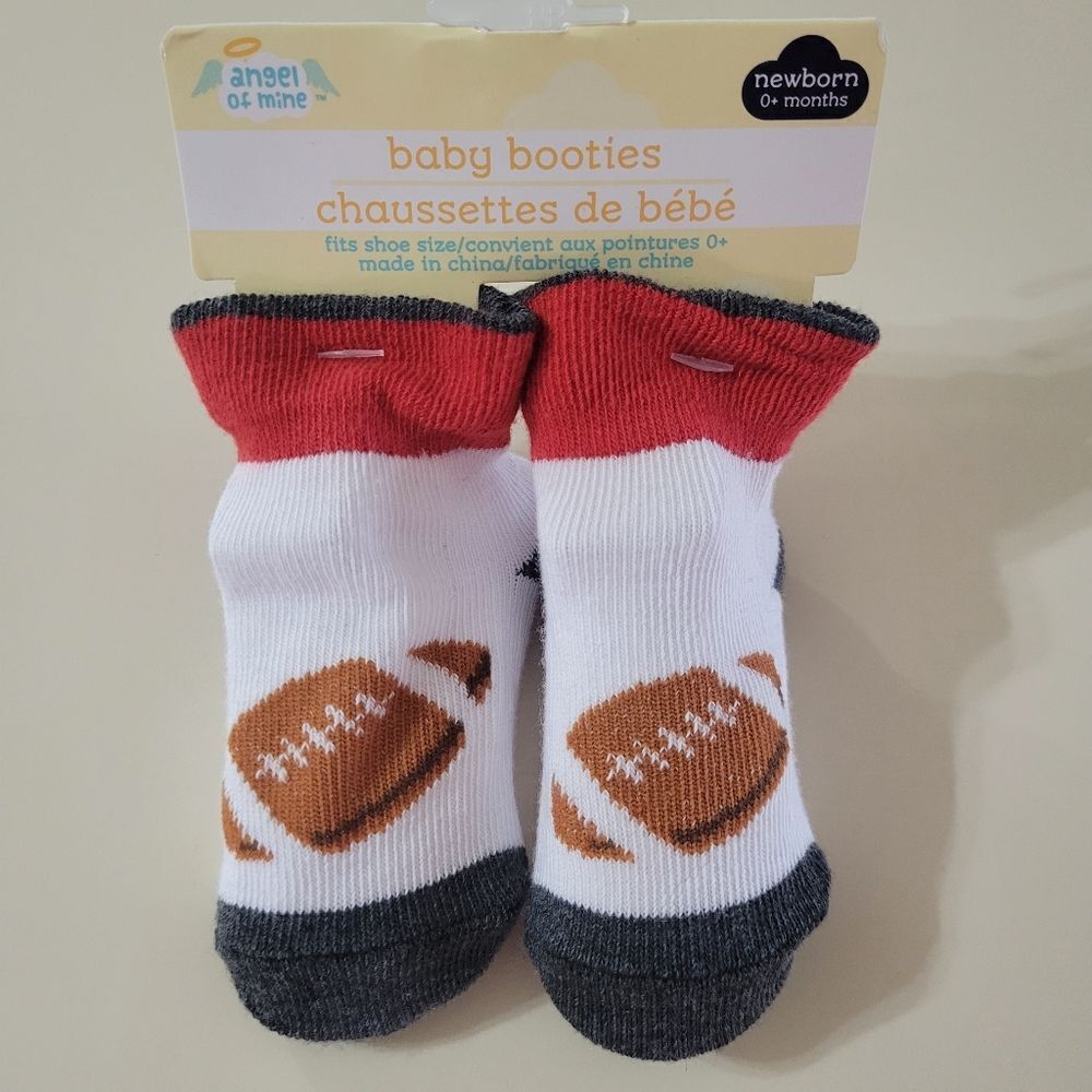 Angel of Mine Baby Booties with Football Design